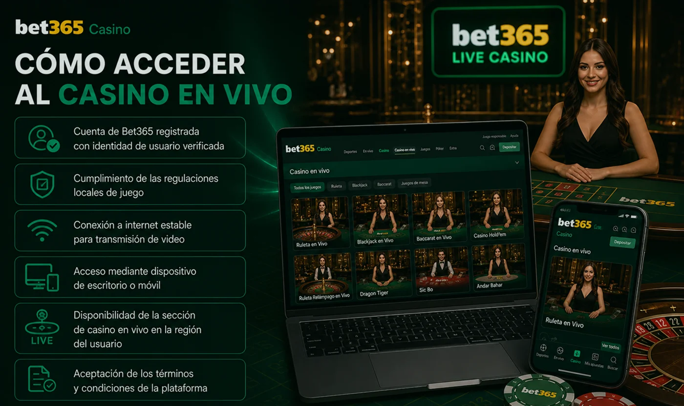 Cómo acceder a Bet365 Live Casino