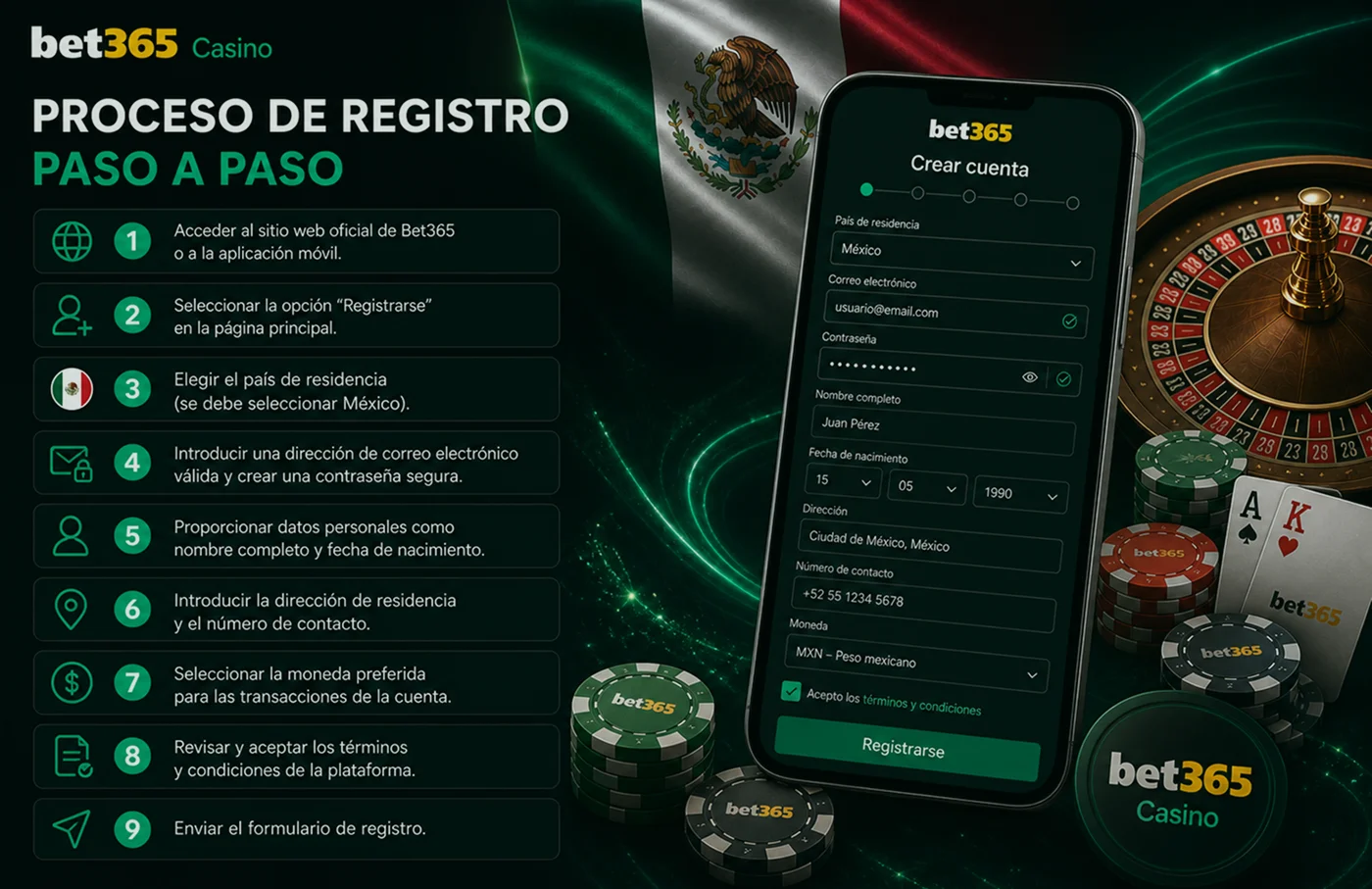 Proceso de registro paso a paso en Bet365 Casino