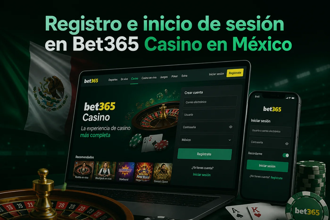 Registro e inicio de sesión en Bet365 Casino México